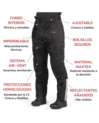 Percibir Clan Pasteles pantalon de moto arista cordura black tempo